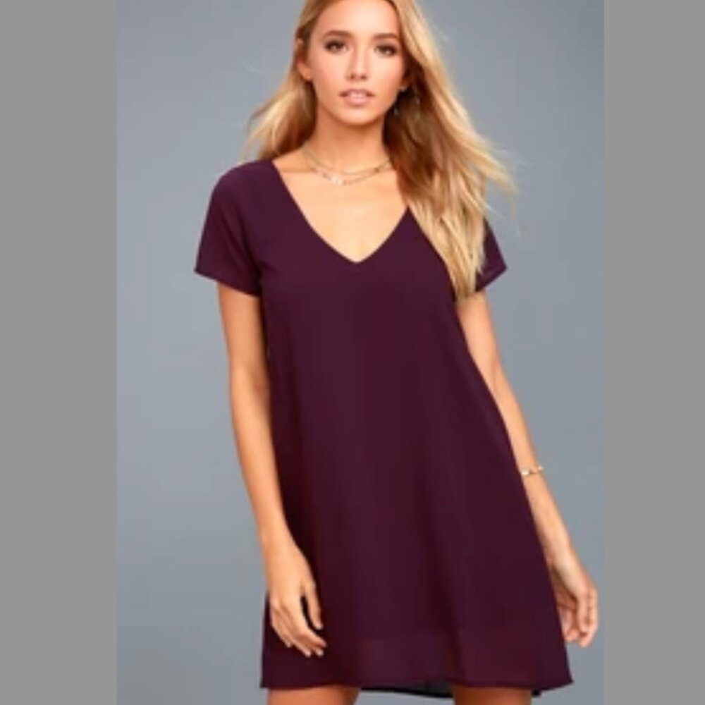 Lulus Purple Chiffon Shift Dress